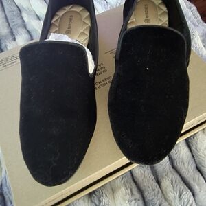 Birdies Black Velvet Slip-On Loafers
